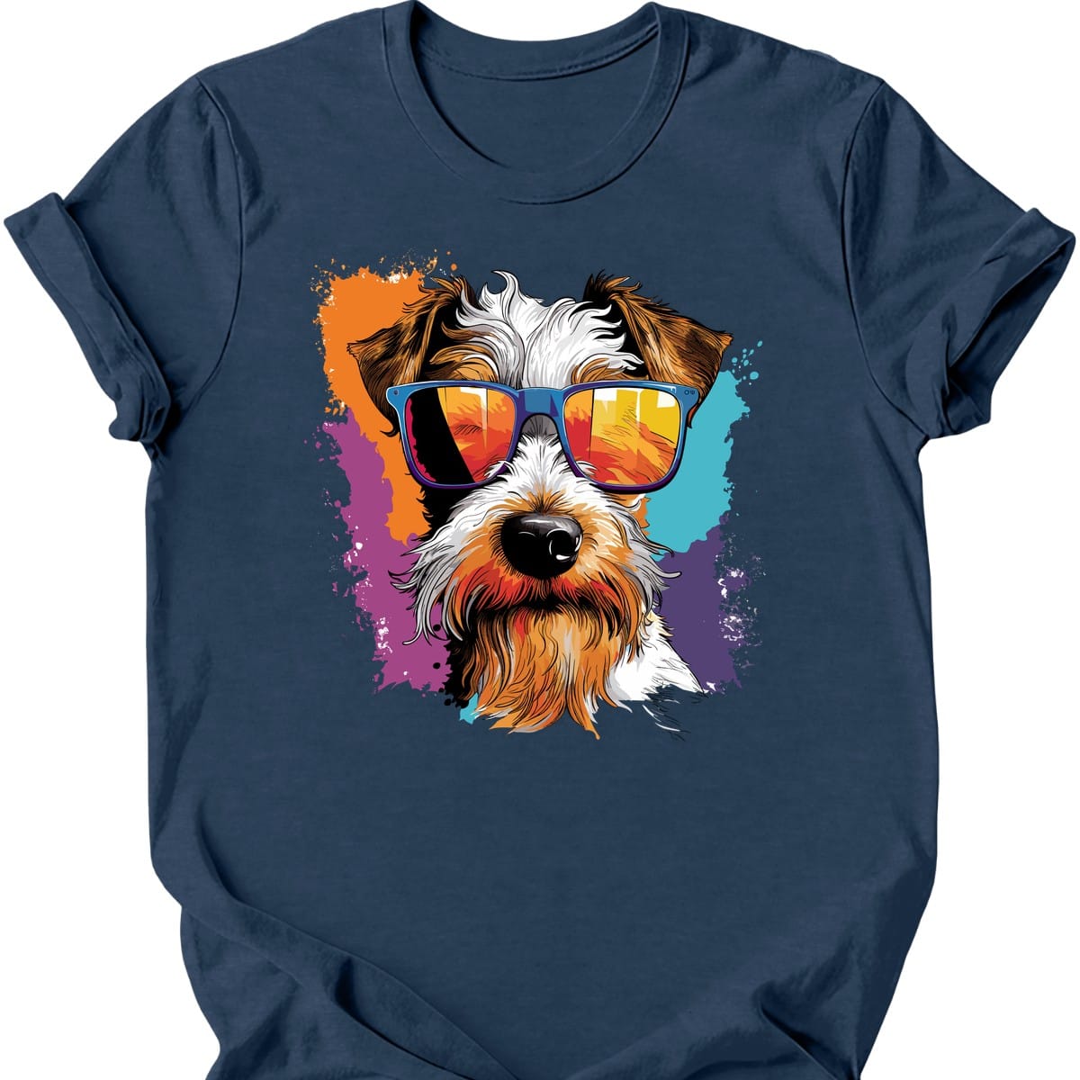 Wire Fox Terrier - Top Dog T-Shirt - Heather Navy