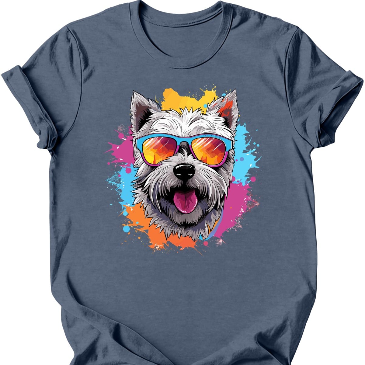 West Highland White Terrier - Top Dog T-Shirt - Heather Indigo