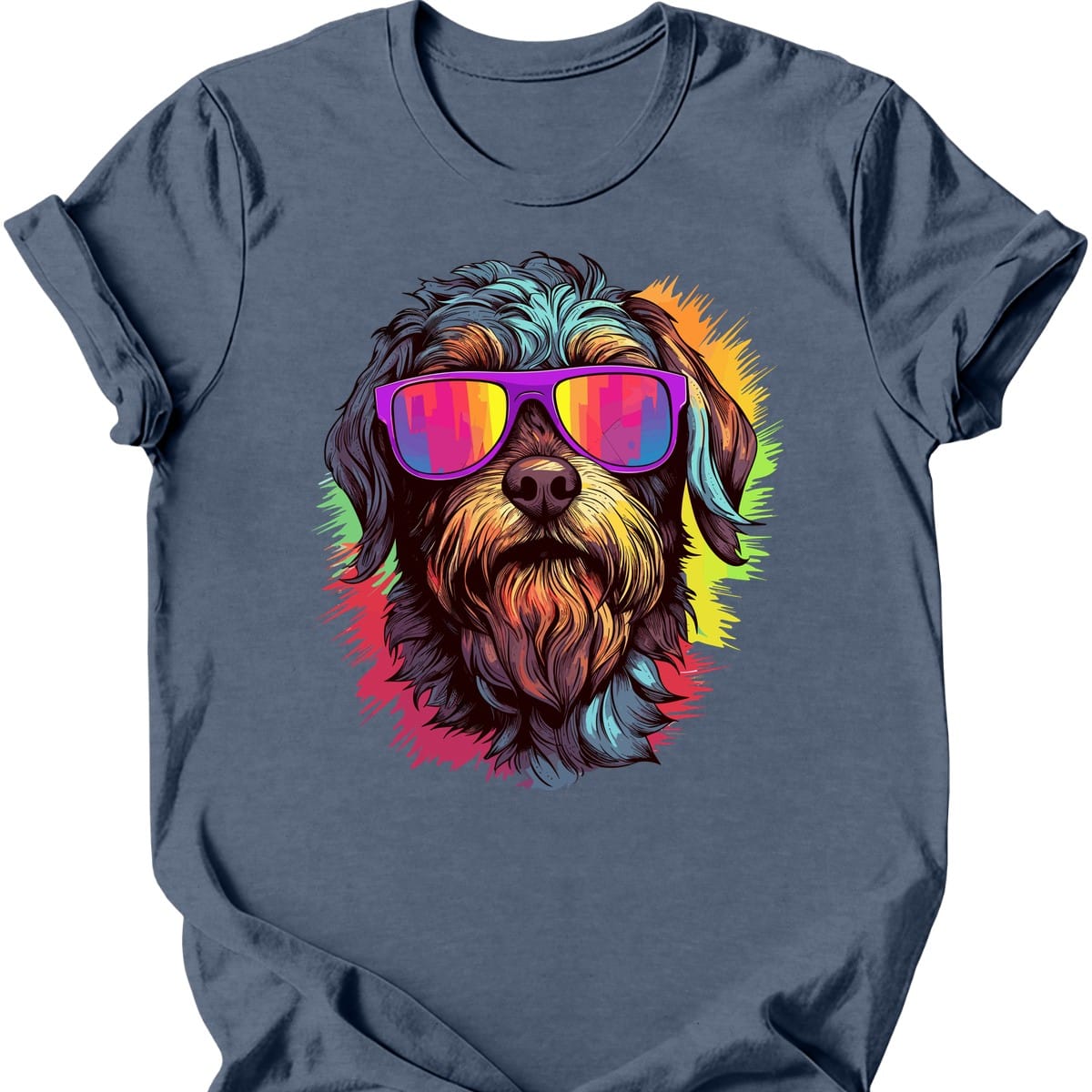Wirehaired Pointing Griffon - Top Dog T-Shirt - Heather Indigo