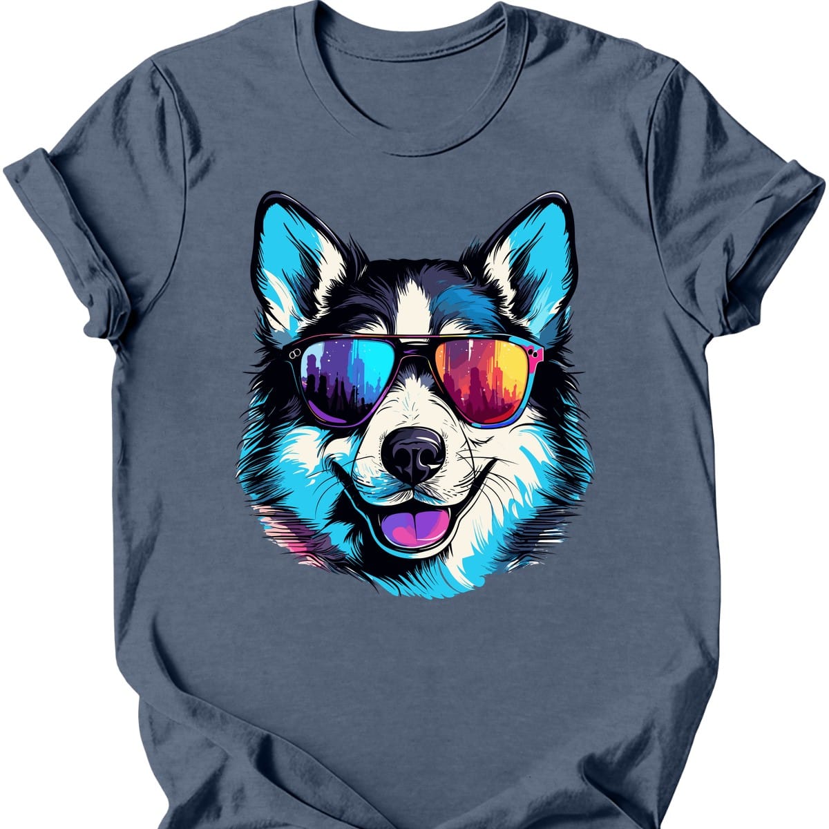 Siberian_Husky - Top Dog T-Shirt - Heather Indigo