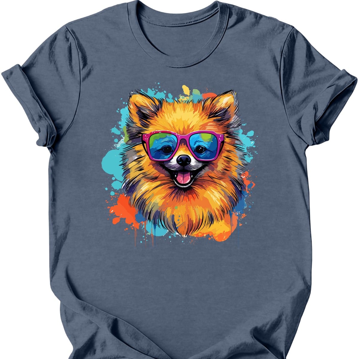Pomeranian - Top Dog T-Shirt - Heather Indigo