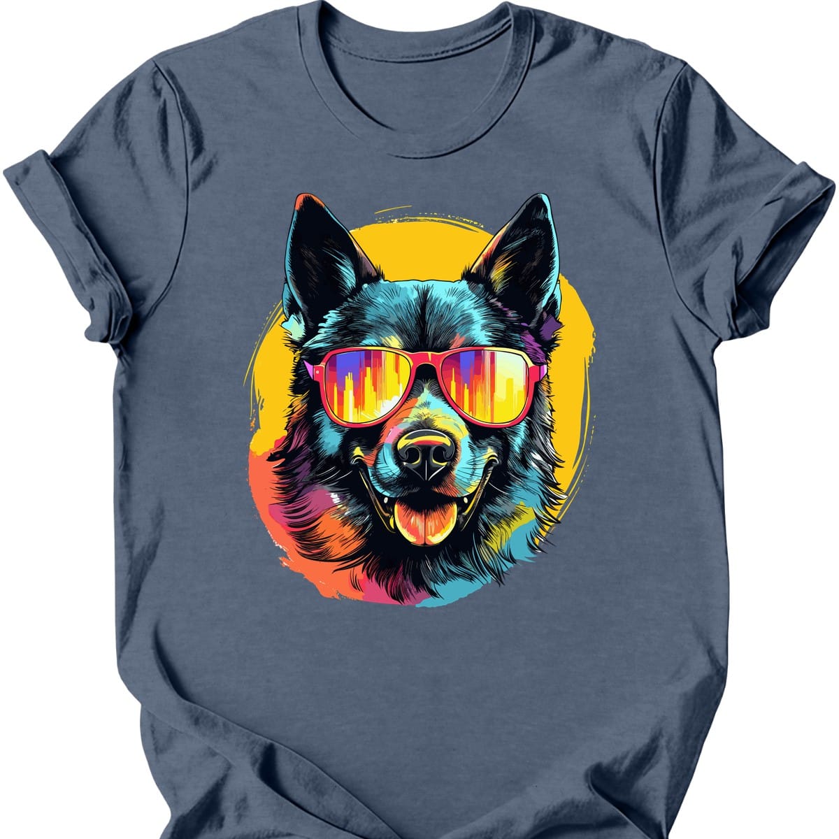 Norwegian Elkhound - Top Dog T-Shirt - Heather Indigo