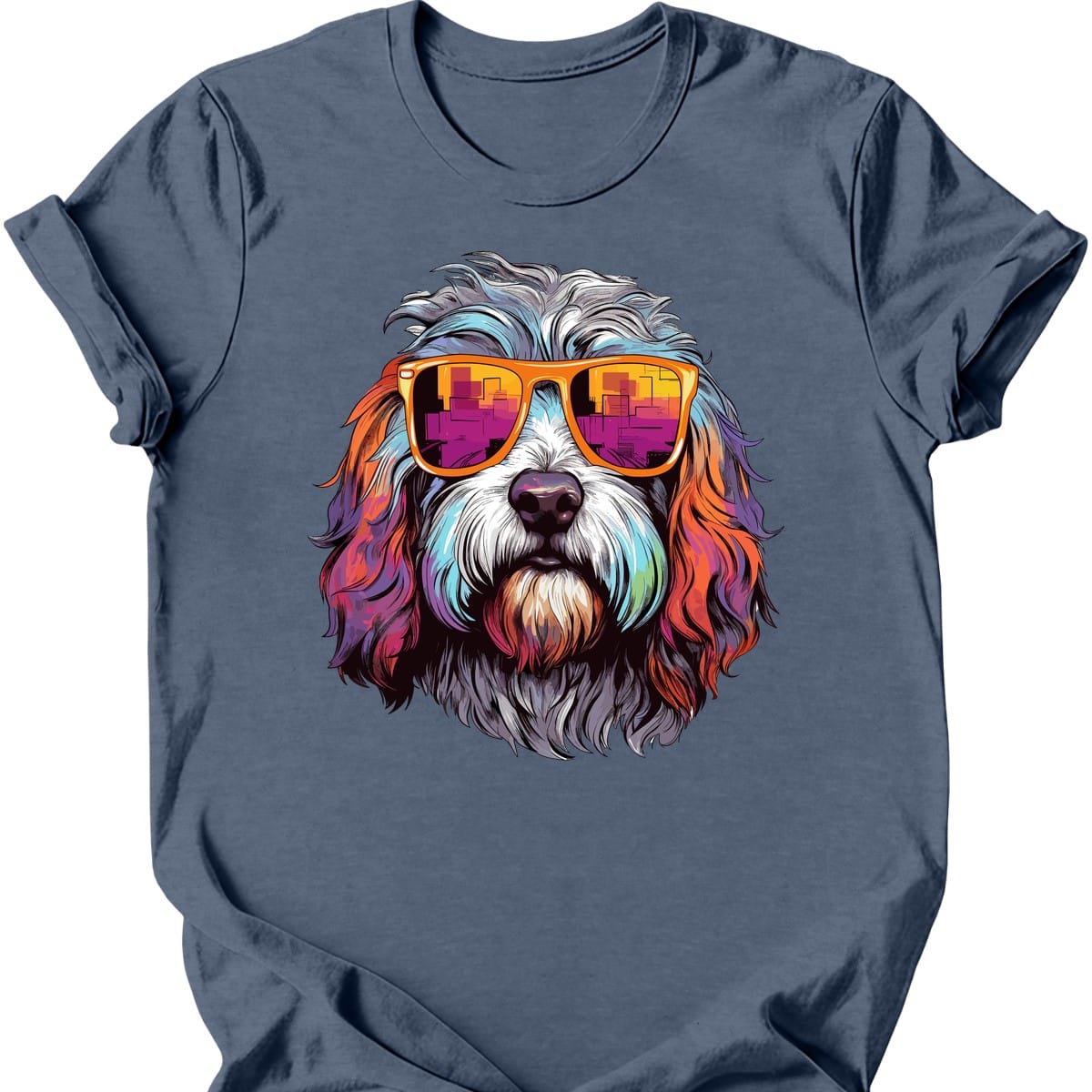 Old English Sheepdog - Top Dog T-Shirt - Heather Indigo