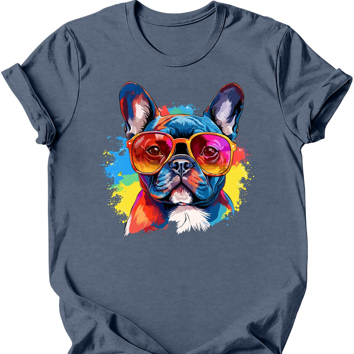 French Bulldog - Top Dog T-Shirt - Heather Indigo