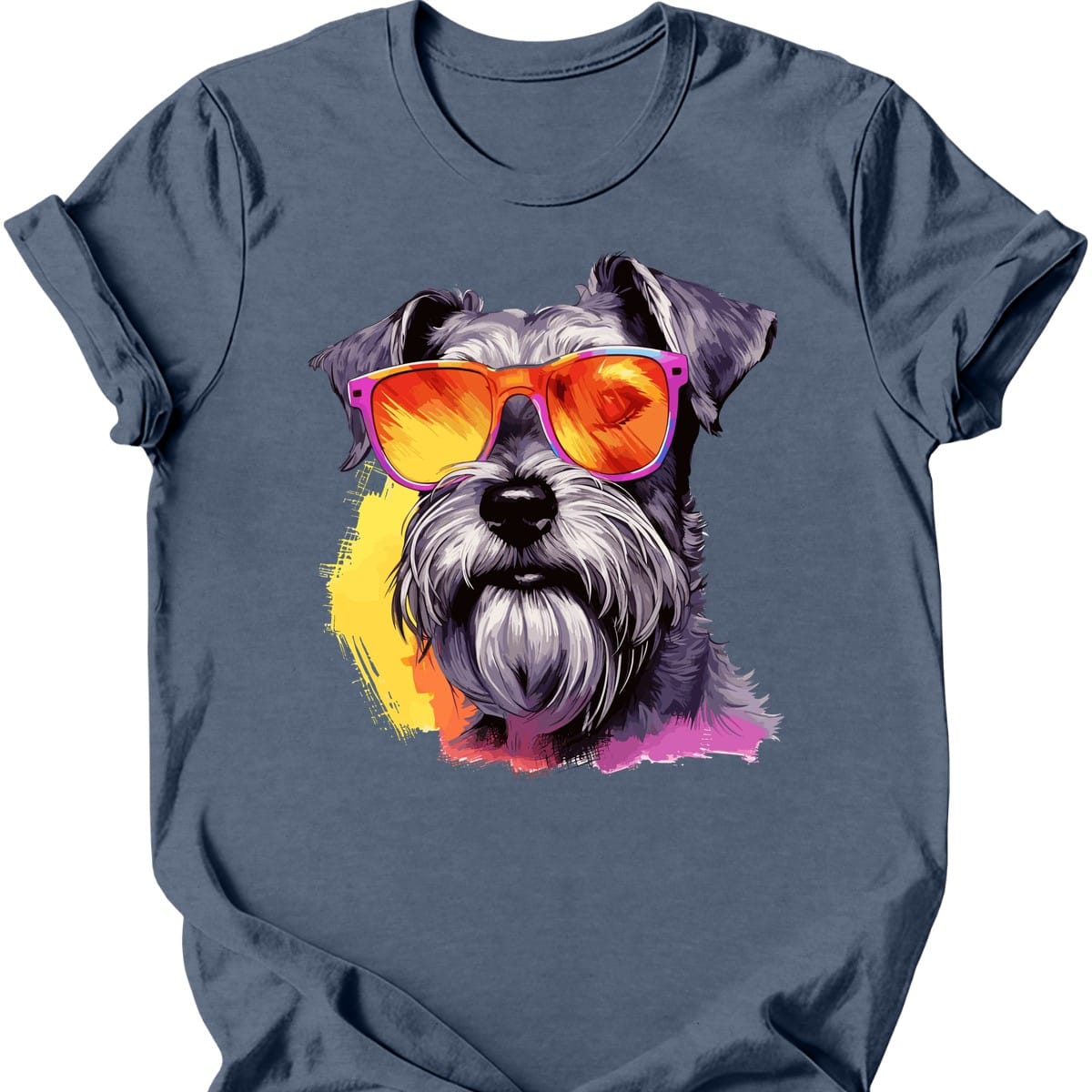Miniature Schnauzer - Top Dog T-Shirt - Heather Indigo