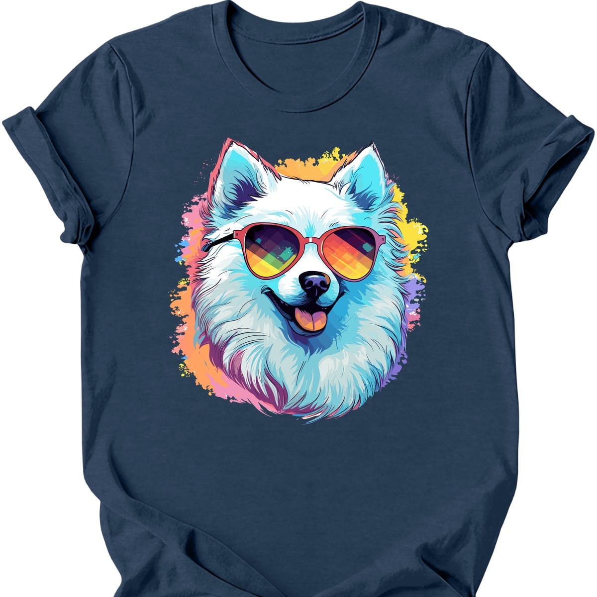 American Eskimo - Top Dog T-Shirt - Heather Navy