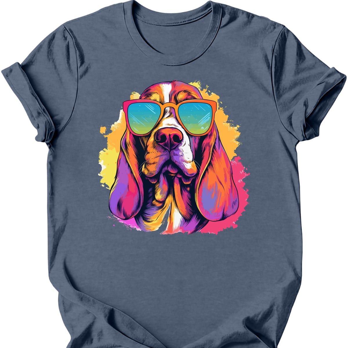 Basset Hound - Top Dog T-Shirt - Heather Indigo