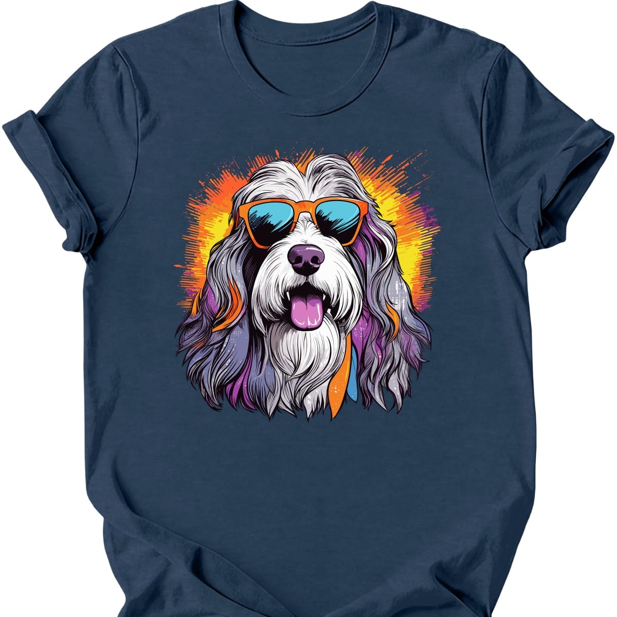 Bearded Collie - Top Dog T-Shirt - Heather Navy
