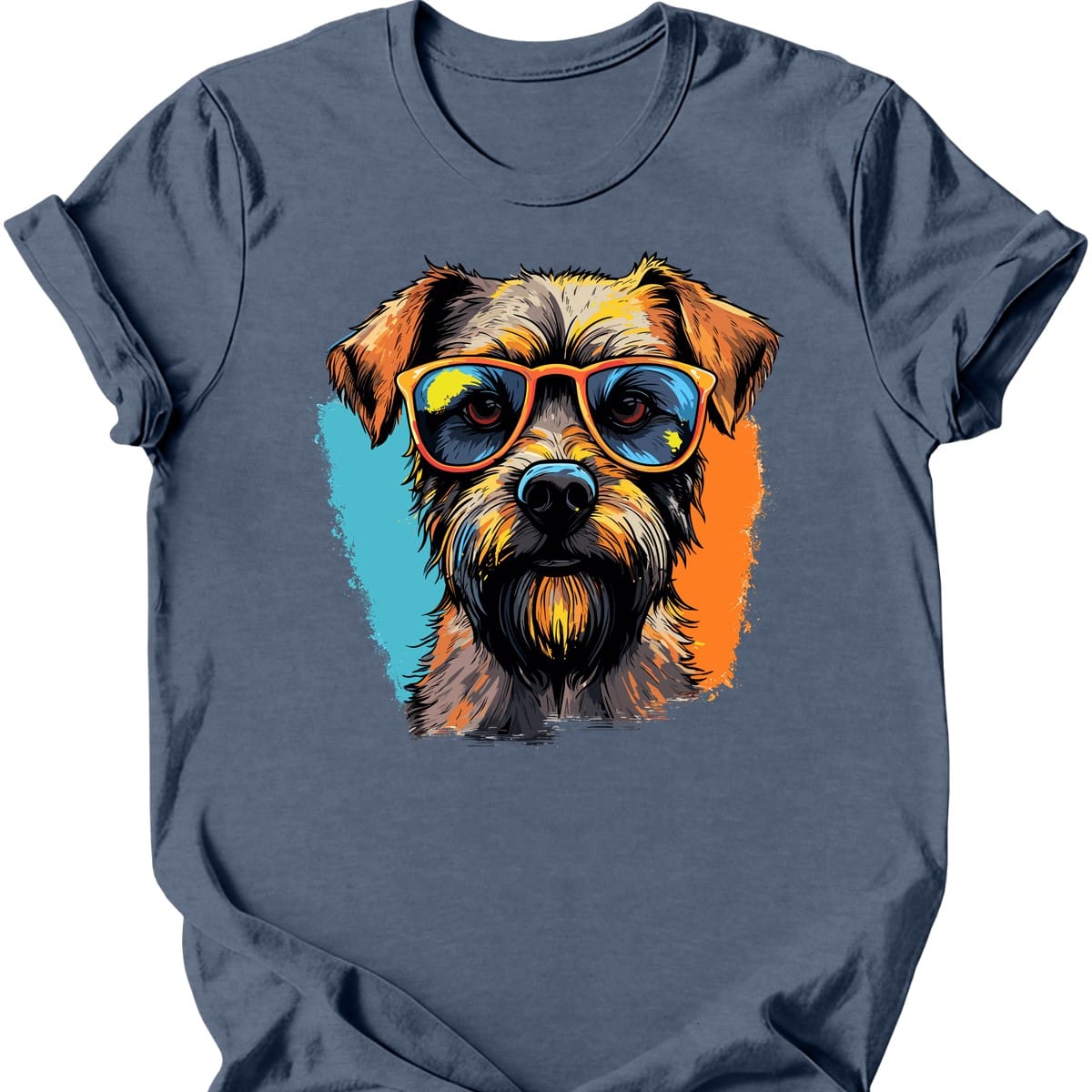 Border Terrier - Top Dog T-Shirt - Heather Indigo