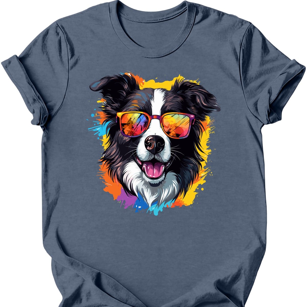 Border Collie - Top Dog T-Shirt - Heather Indigo