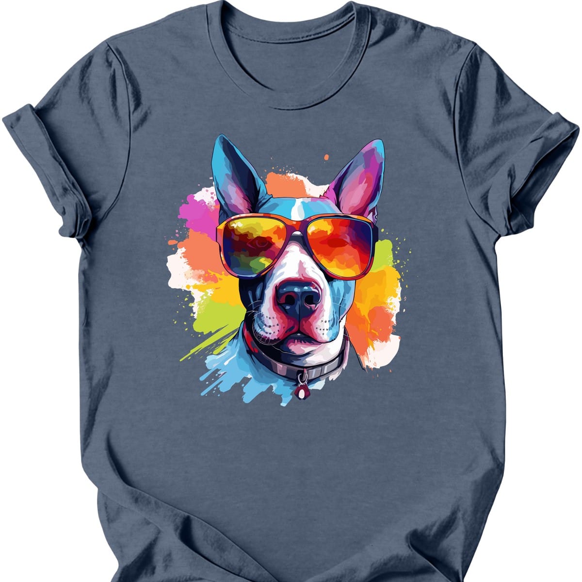 Bull Terrier - Top Dog T-Shirt - Heather Indigo