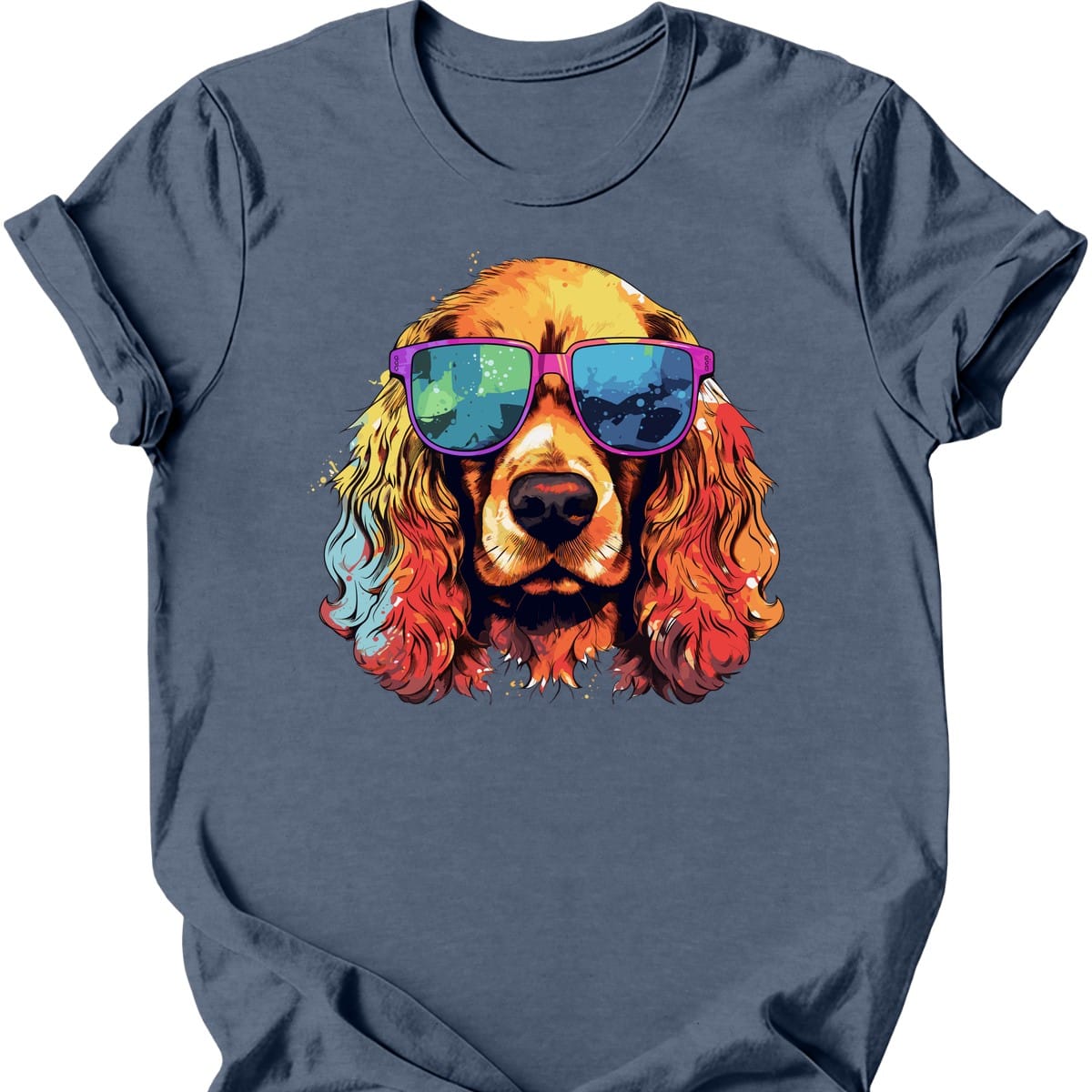 Cocker Spaniel - Top Dog T-Shirt - Heather Indigo