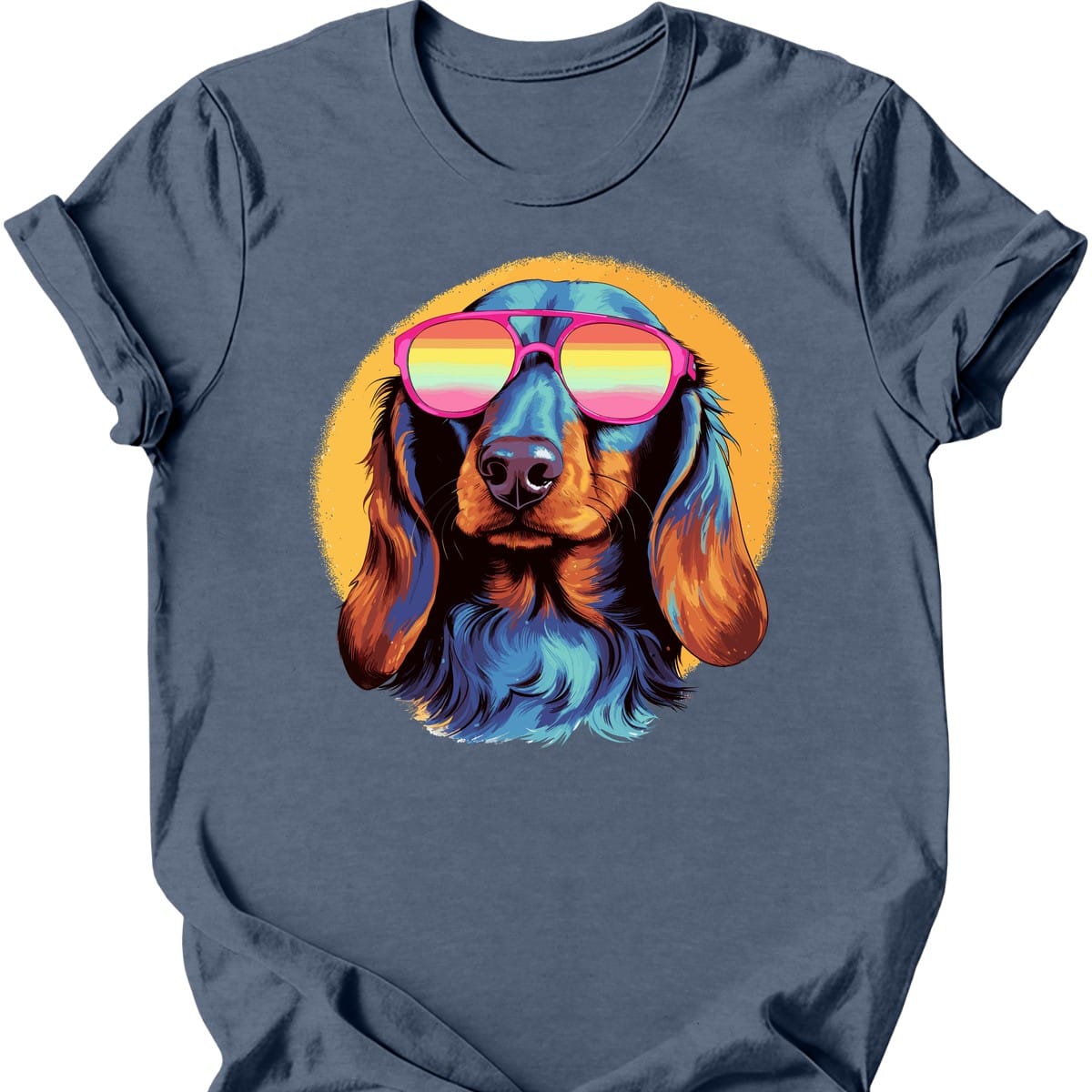Dachshund - Top Dog T-Shirt - Heather Indigo