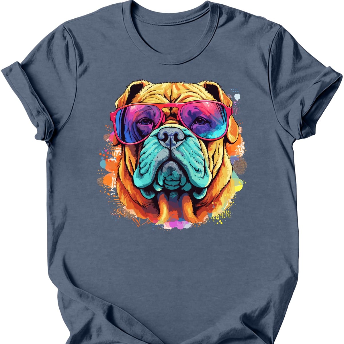 Chinese Shar Pei - Top Dog T-Shirt - Heather Indigo