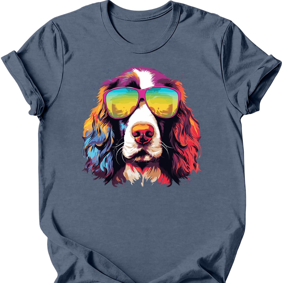 English Springer Spaniel - Top Dog T-Shirt - Heather Indigo