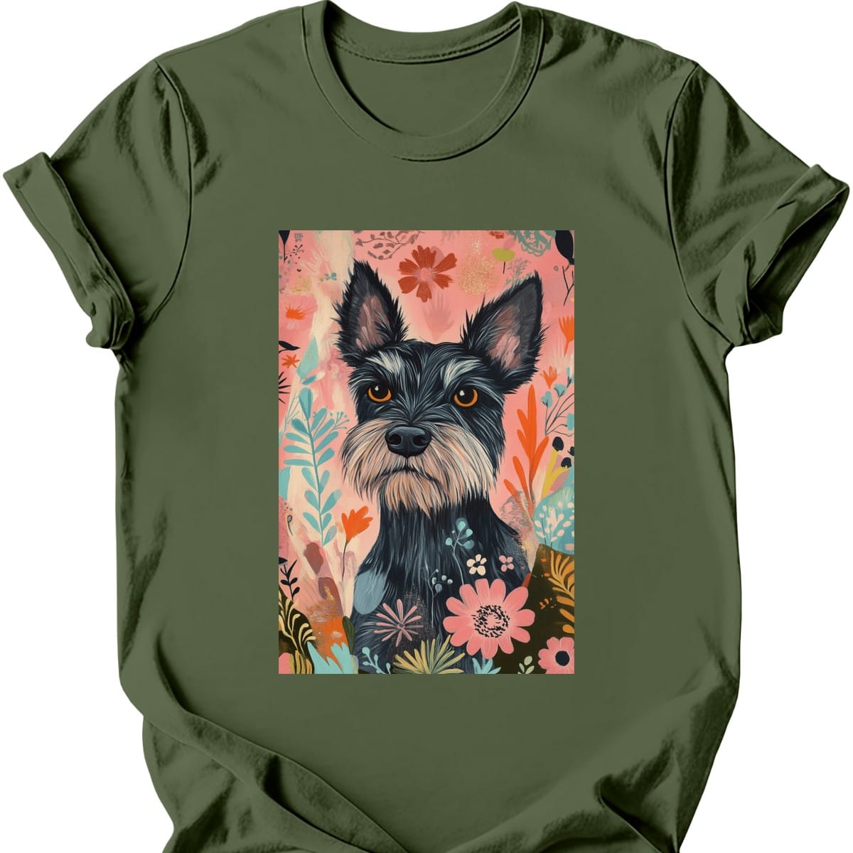 Paddledale Terrier - Boho Dog T-Shirt - Military Green
