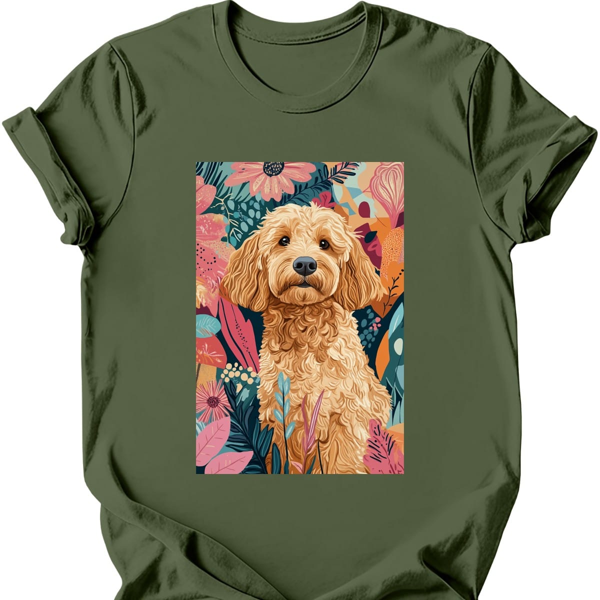 Golden Doodle - Boho Dog T-Shirt - Military Green