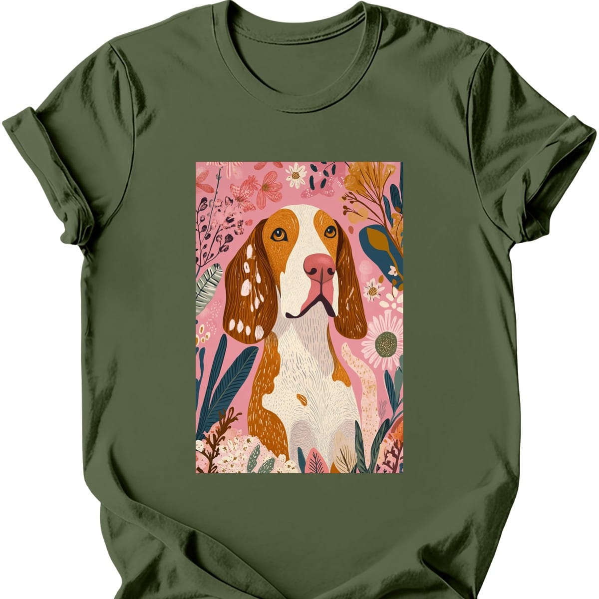 Bracco Italiano - Boho Dog T-Shirt - Military Green