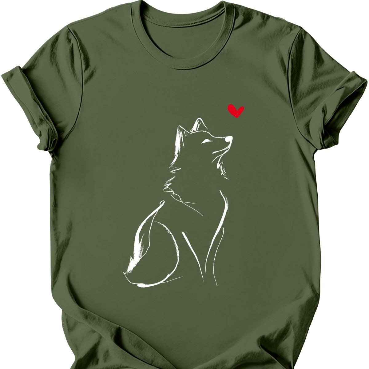 Shiba Inu sketch tee military green