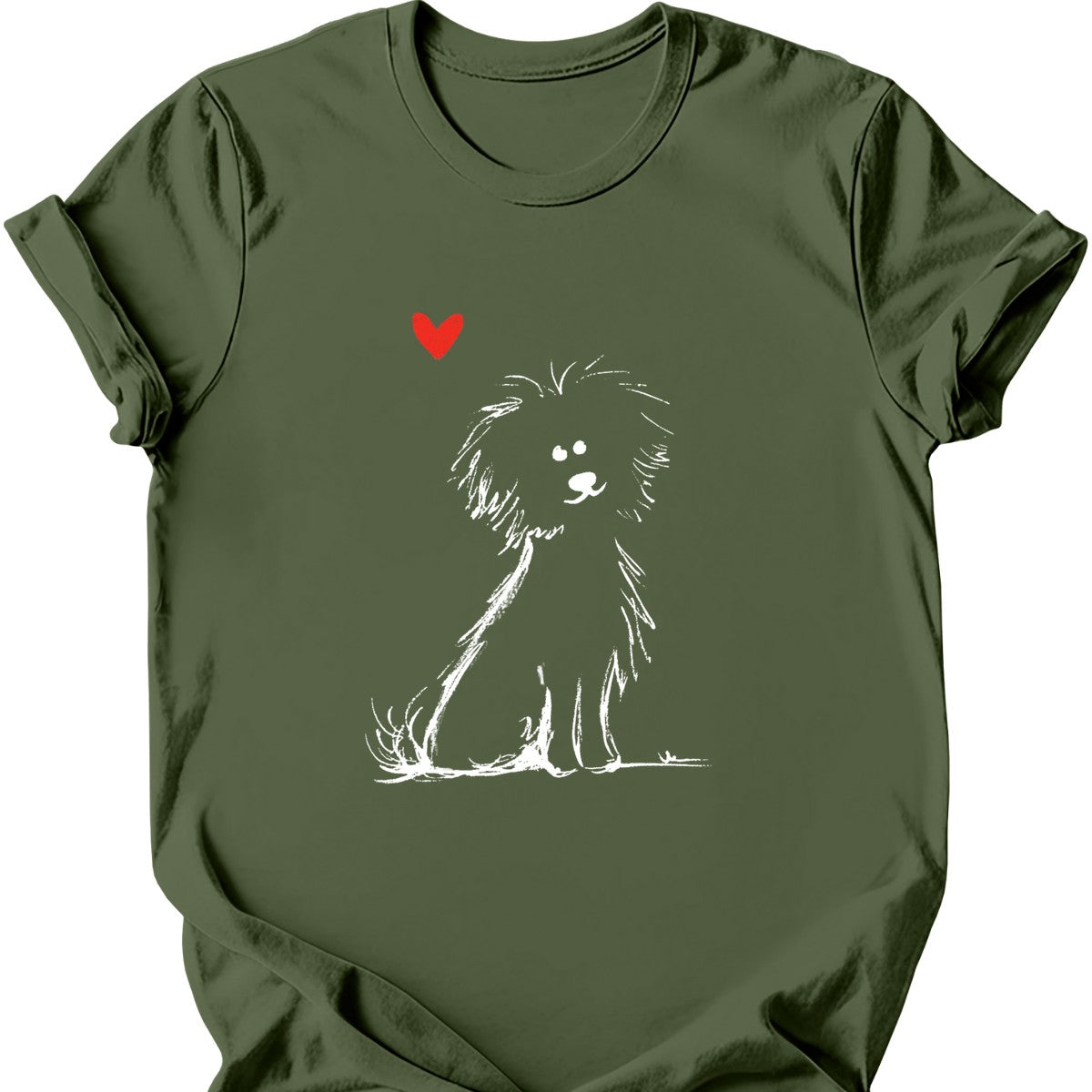 Bichon Frise sketch tee military green
