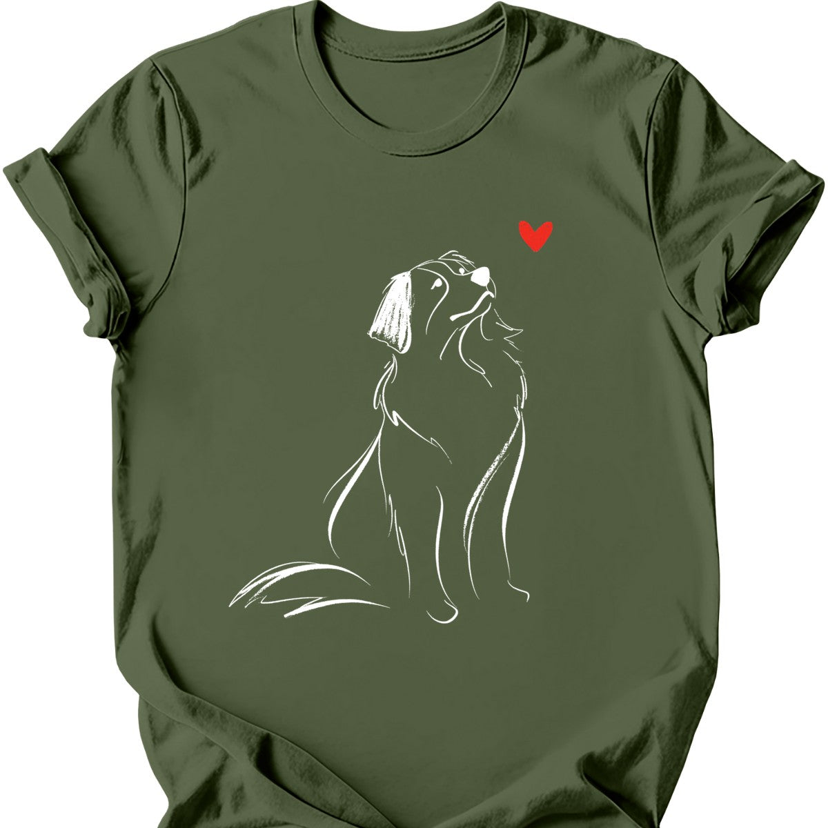 Bernese Mountain Dog sketch tee military green