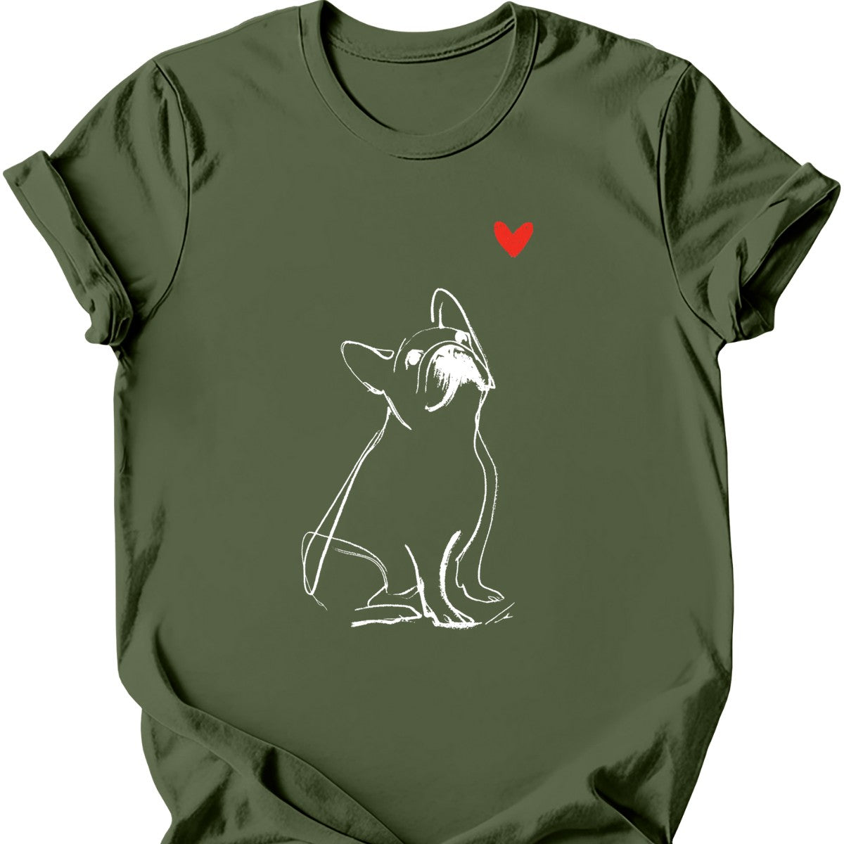 French Bulldog sketch tee military green