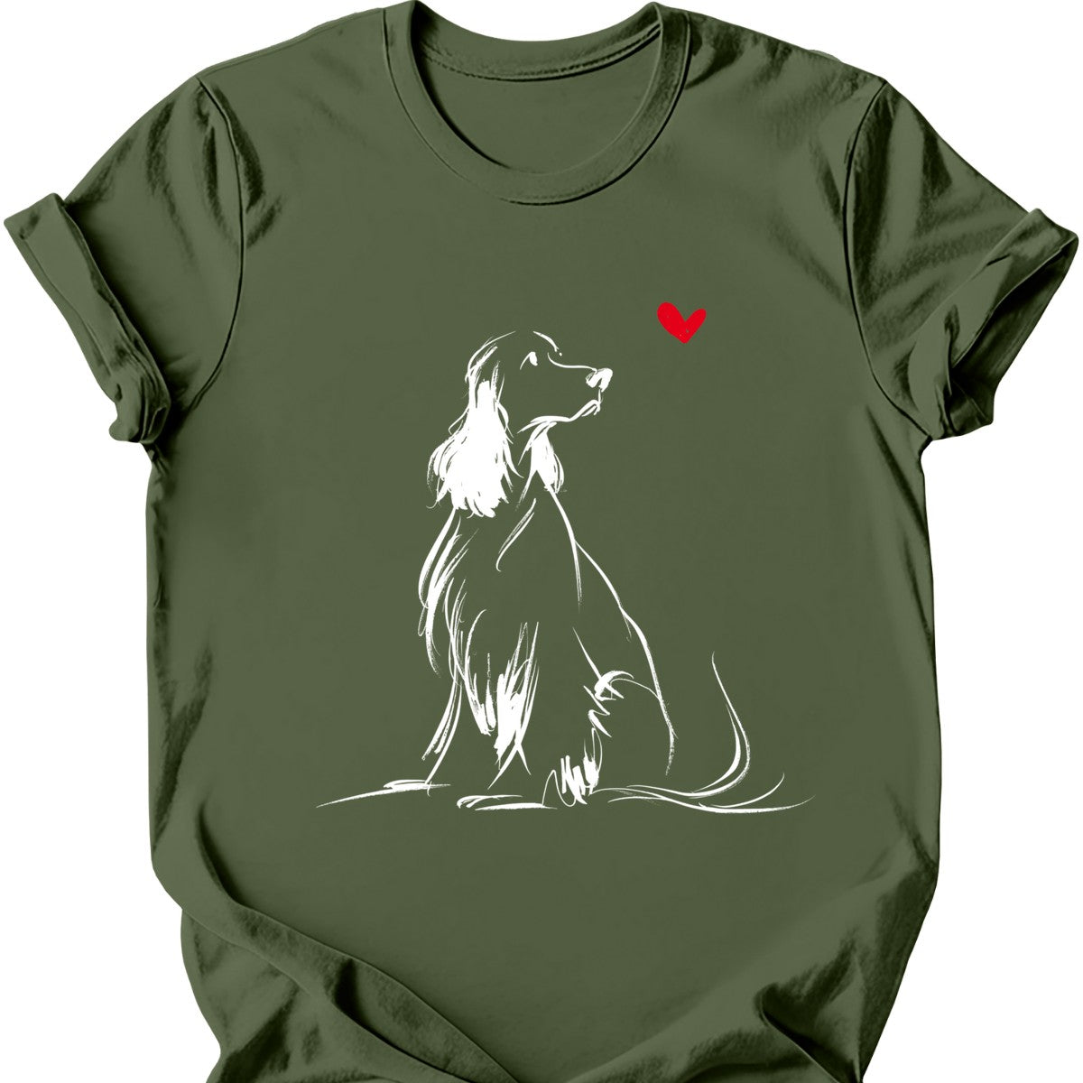 English Springer Spaniel sketch tee military green