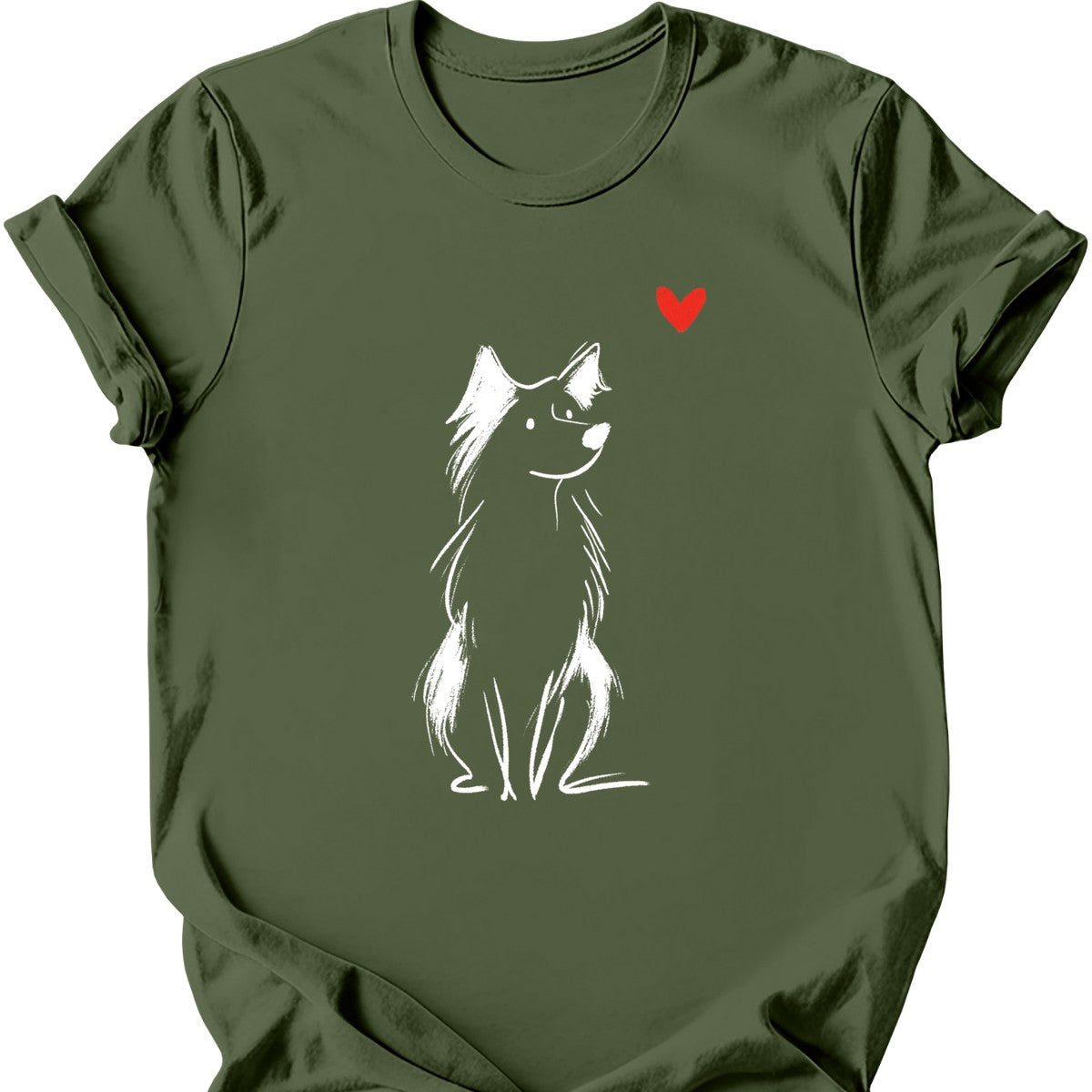 Australian Shepherd sketch tee military green