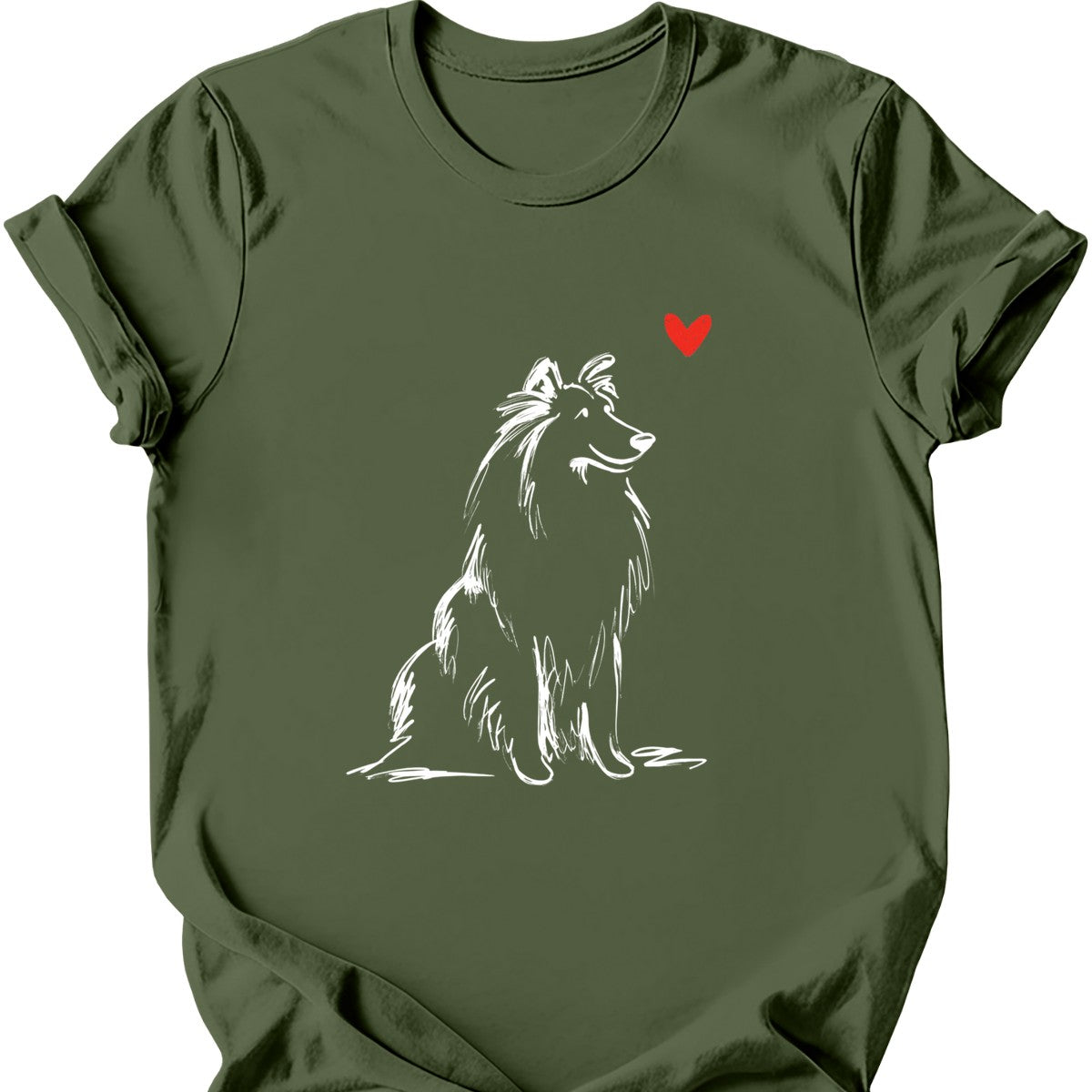 Shetland Sheepdog sketch tee military green