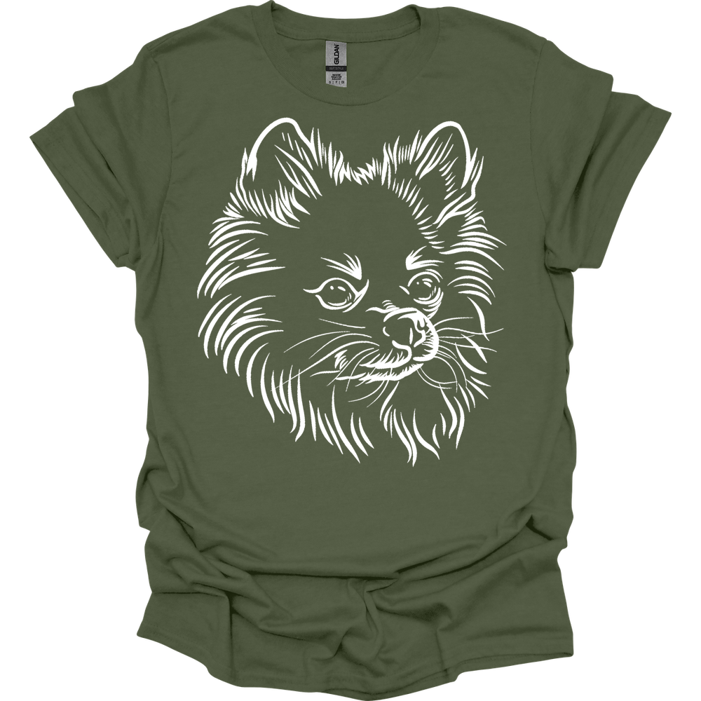 Pomeranian - Line Art T-Shirt