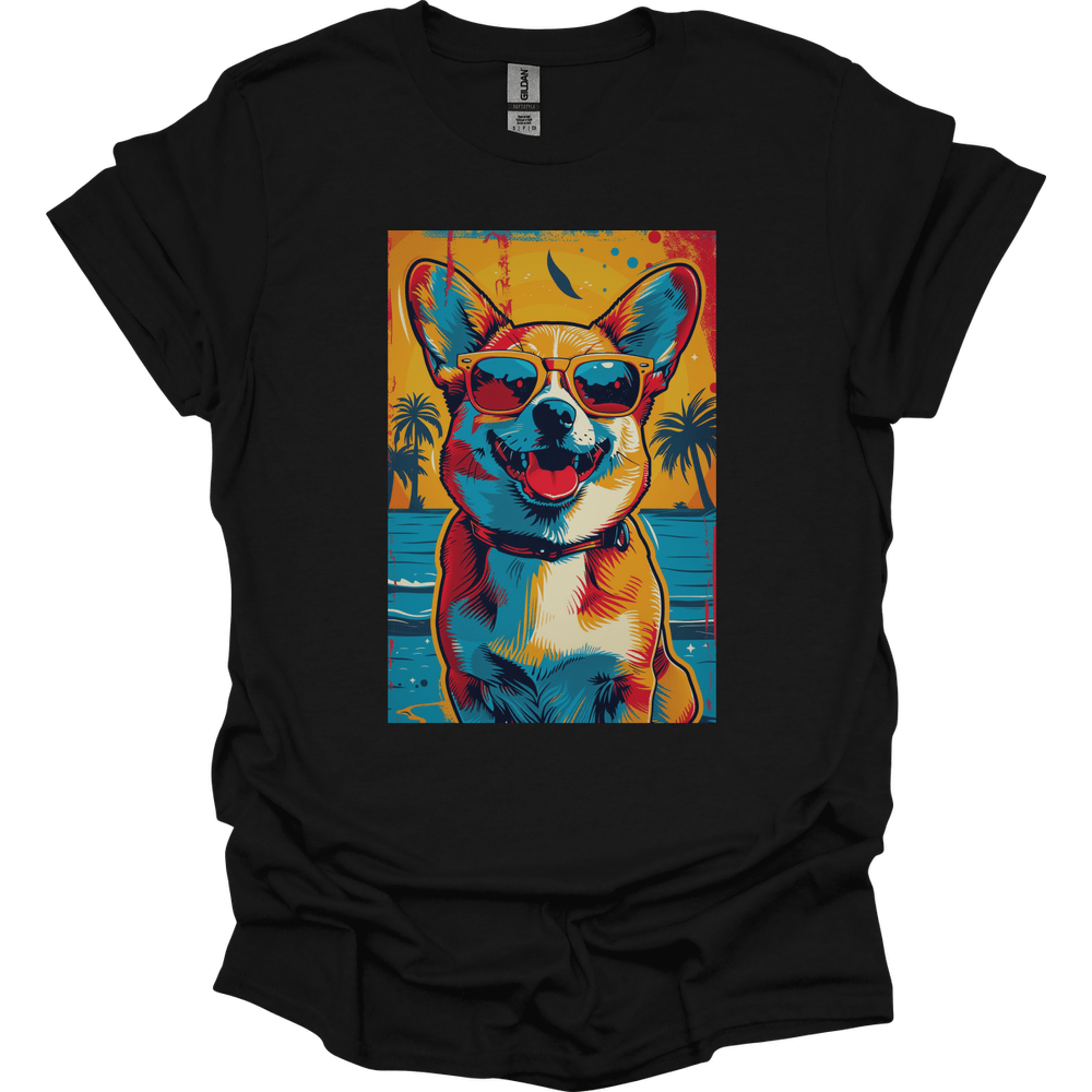 Pembroke Welsh Corgi - Summer Dog T-Shirt - Black
