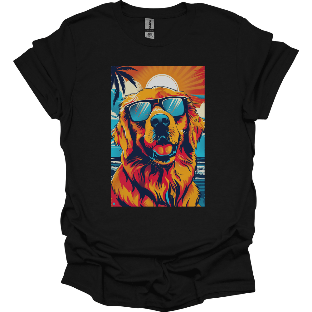 Golden Retriever - Summer Dog T-Shirt - Black
