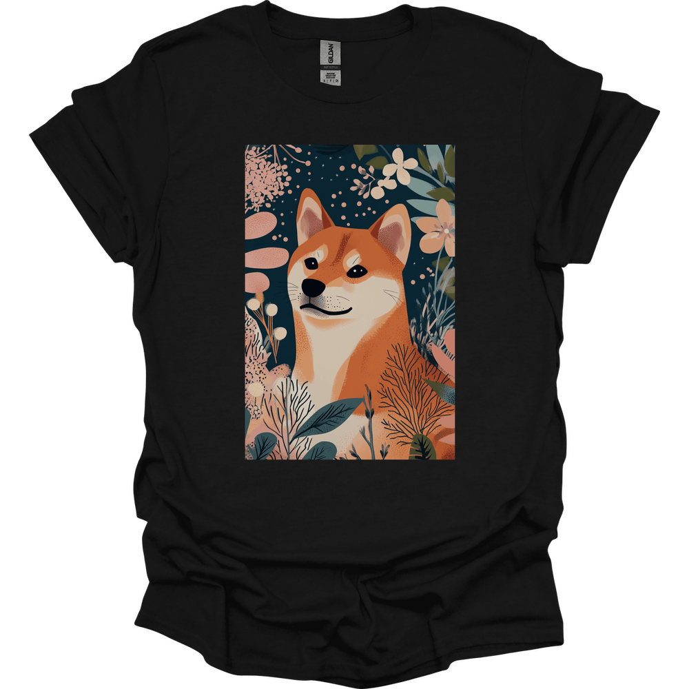 Shiba Inu - Boho Dog T-Shirt - Black