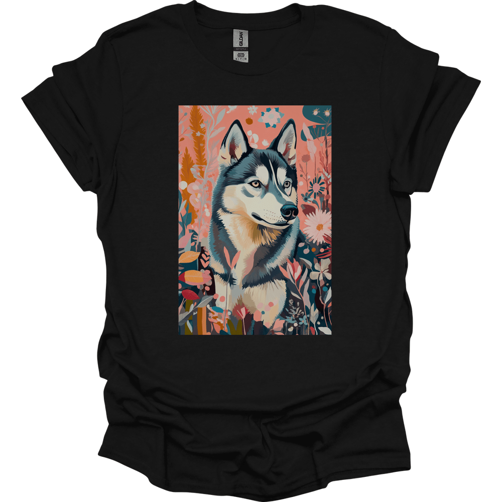 Siberian Husky - Boho Dog T-Shirt - Black