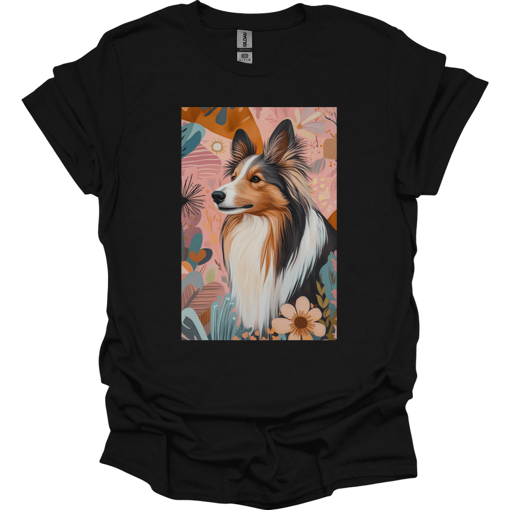 Shetland Sheepdog - Boho Dog T-Shirt - Black