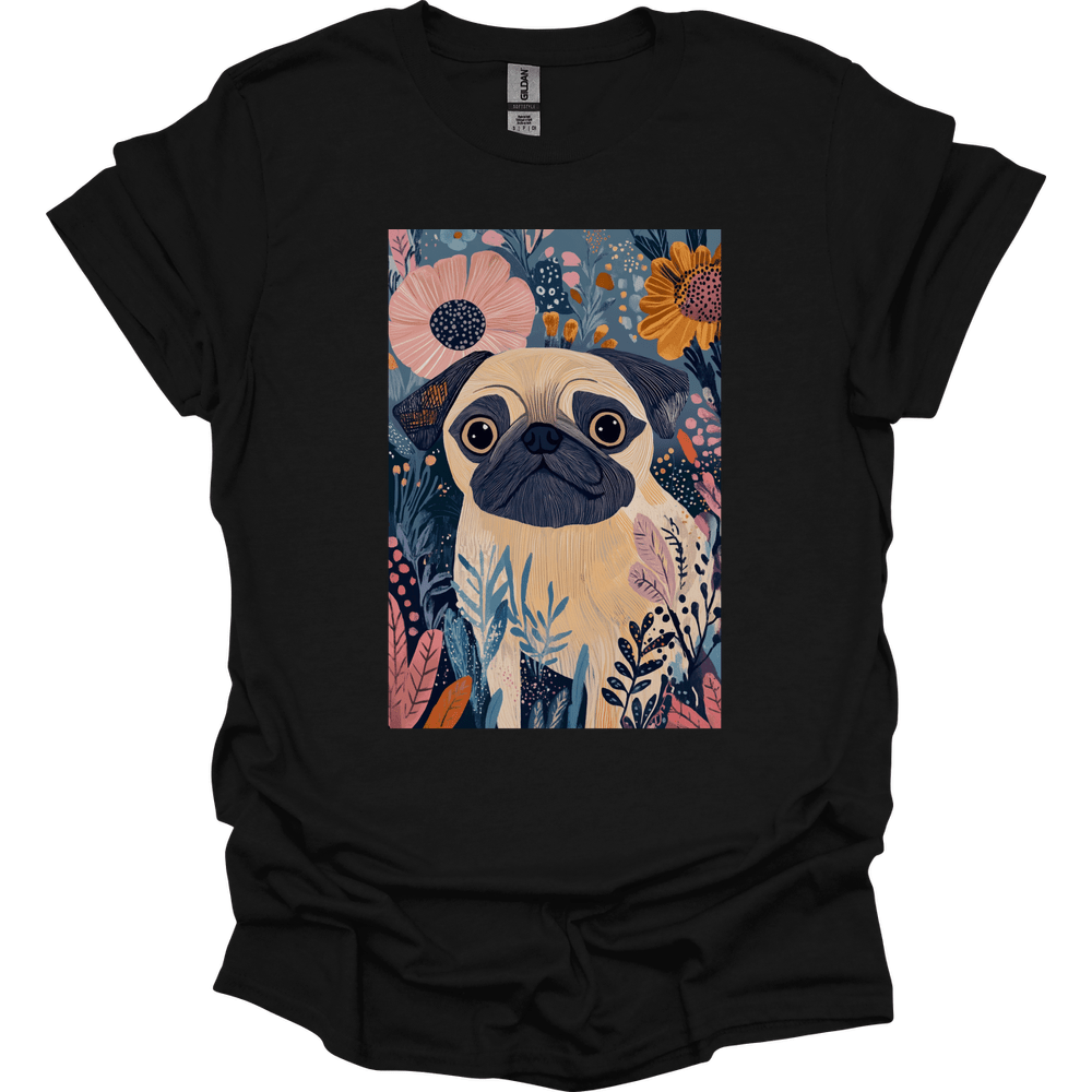 Pug - Boho Dog T-Shirt - Black