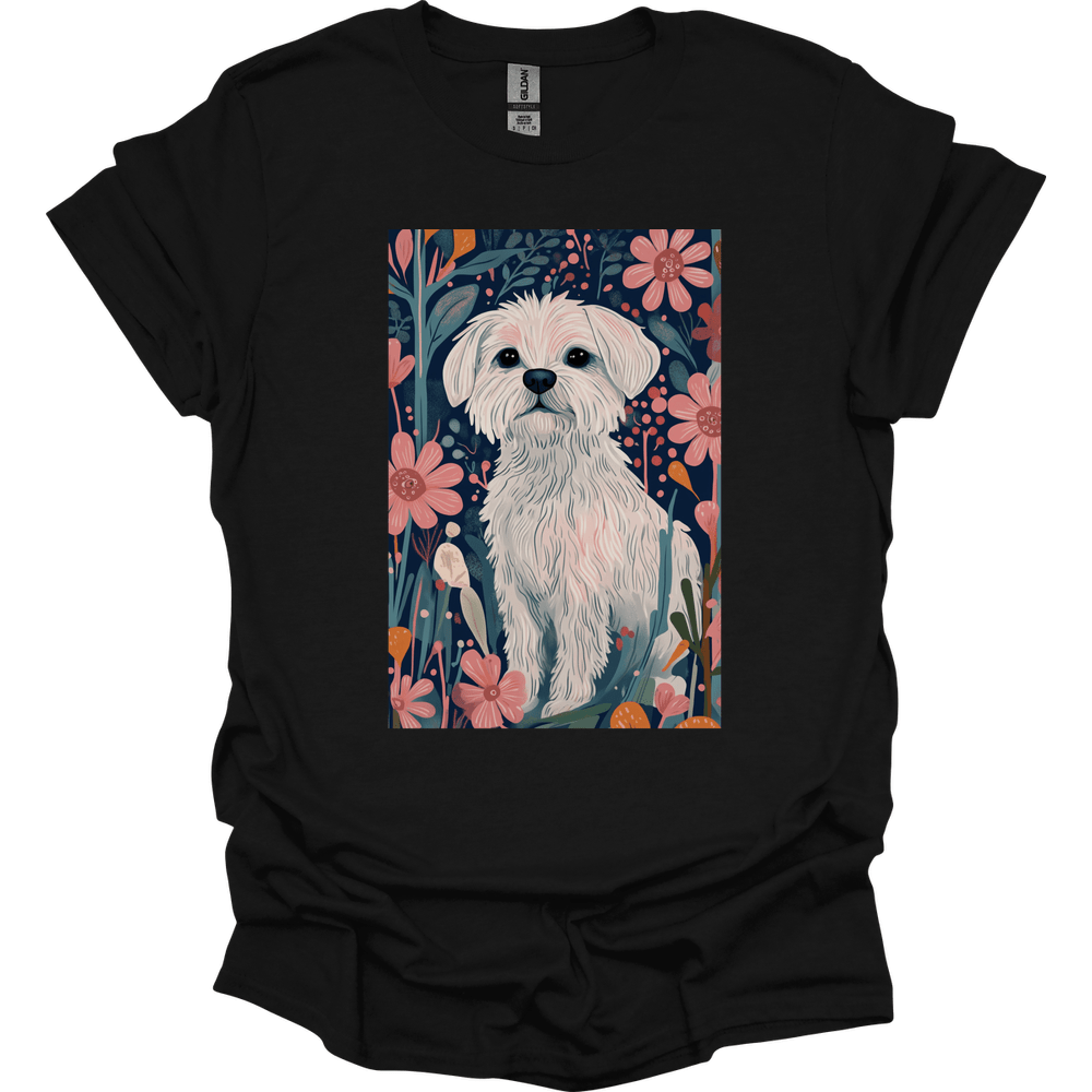 Maltese - Boho Dog T-Shirt - Black
