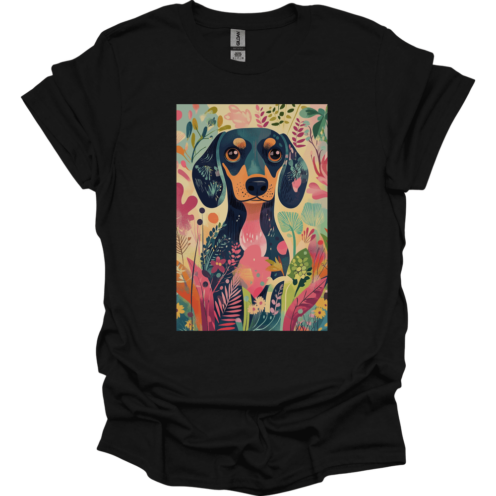 Dachshund - Boho Dog T-Shirt - Black