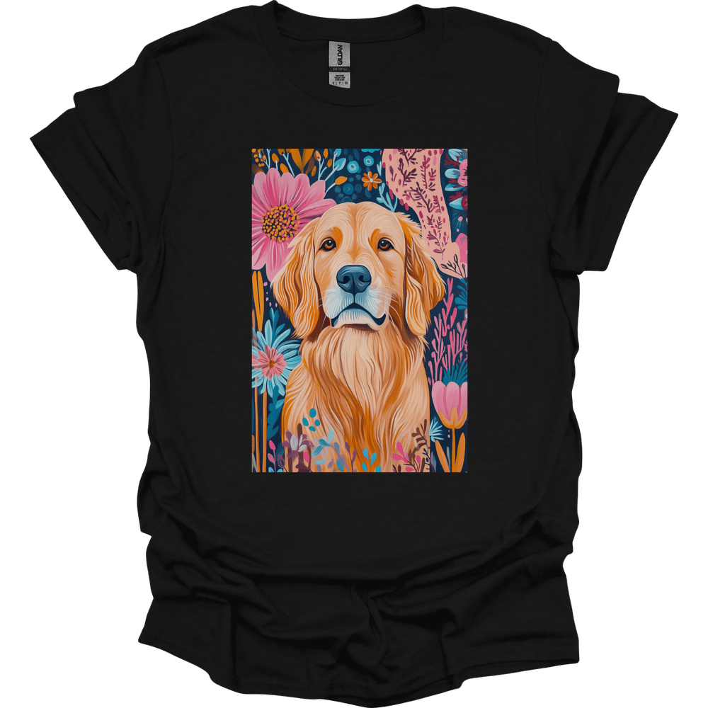 Golden Retriever - Boho Dog T-Shirt - Black