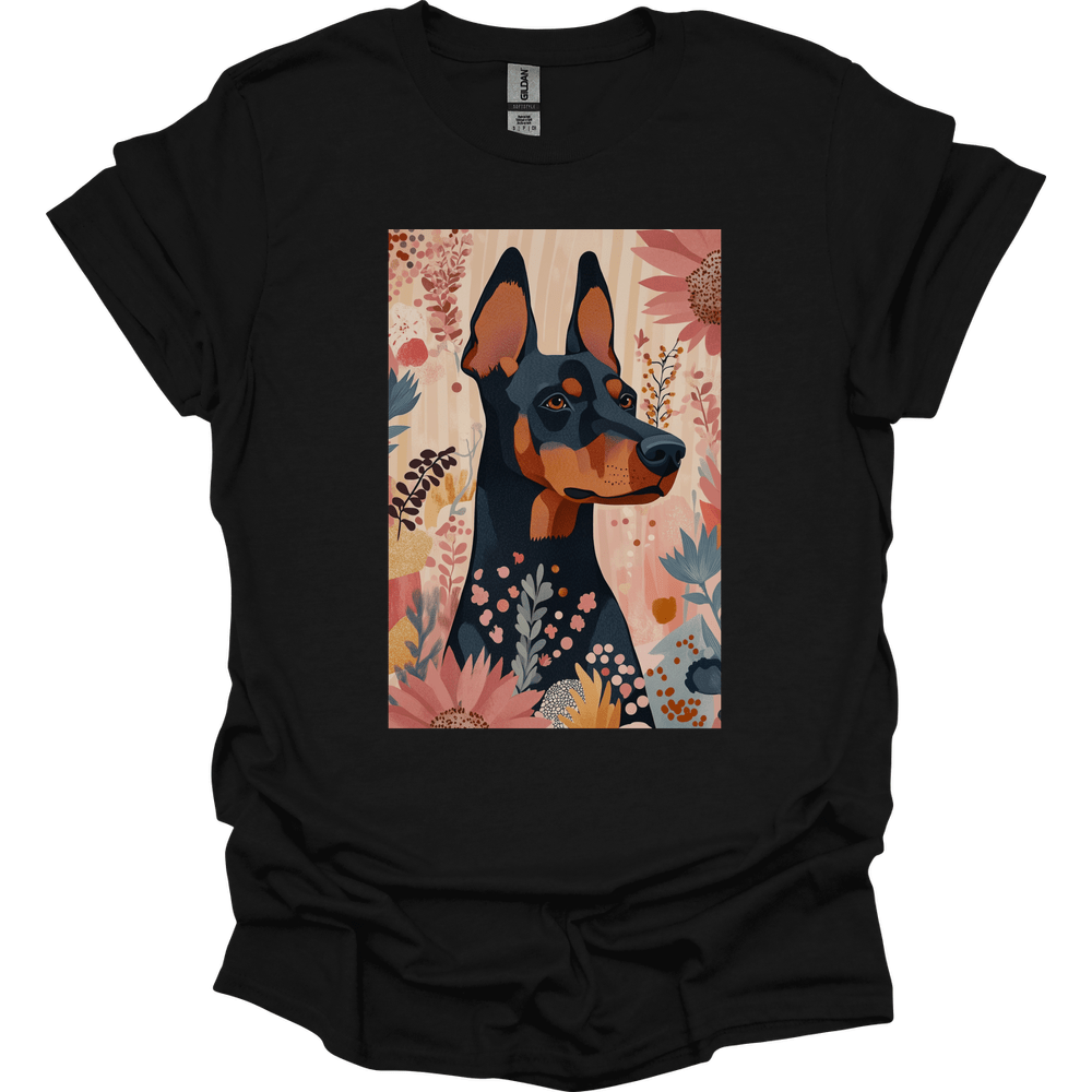 Doberman - Boho Dog T-Shirt - Black