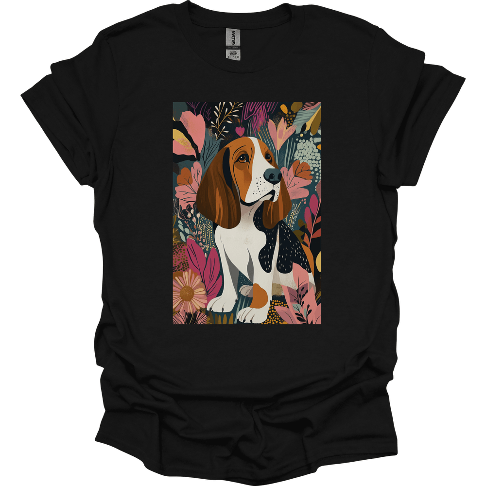 Basset Hound - Boho Dog T-Shirt - Black