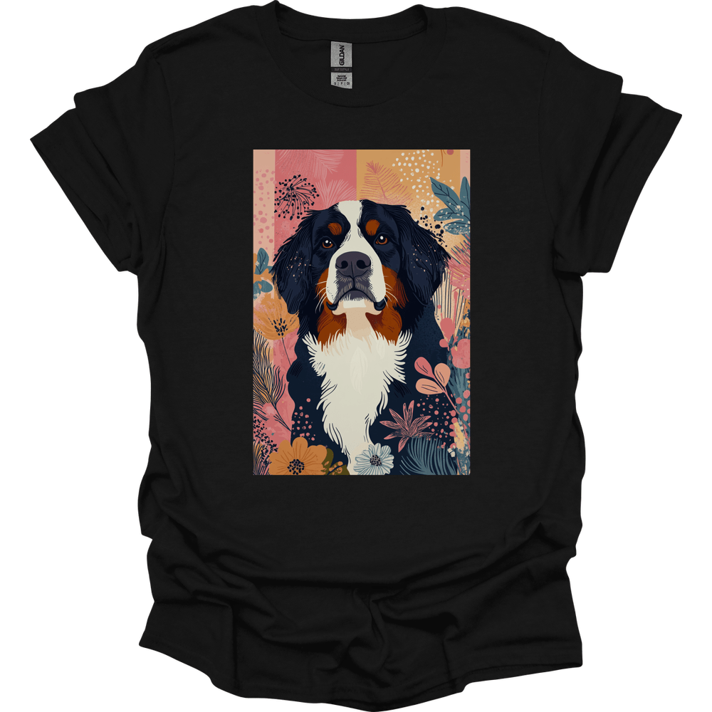 Bernese Mountain Dog - Boho Dog T-Shirt - Black