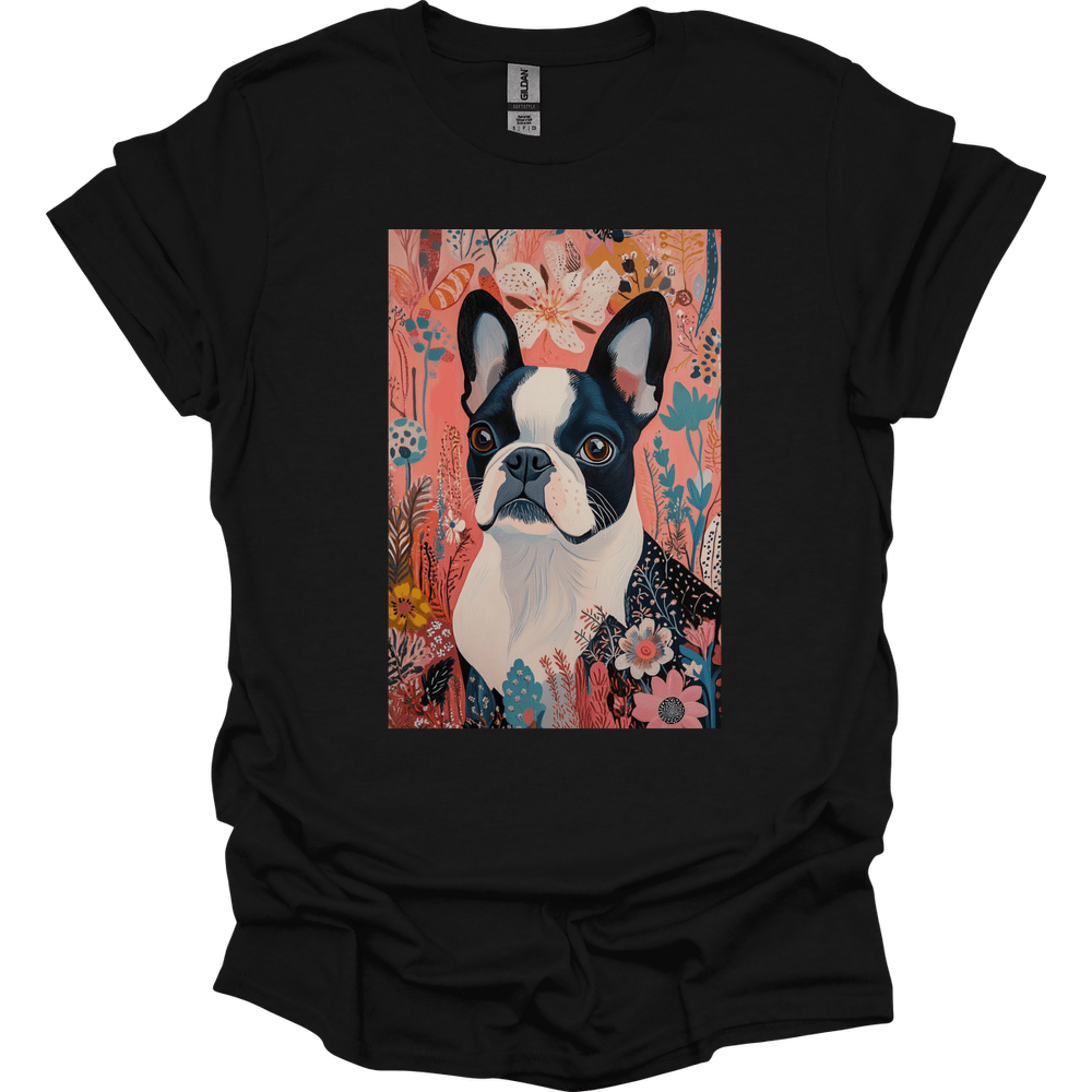 Boston Terrier - Boho Dog T-Shirt - Black