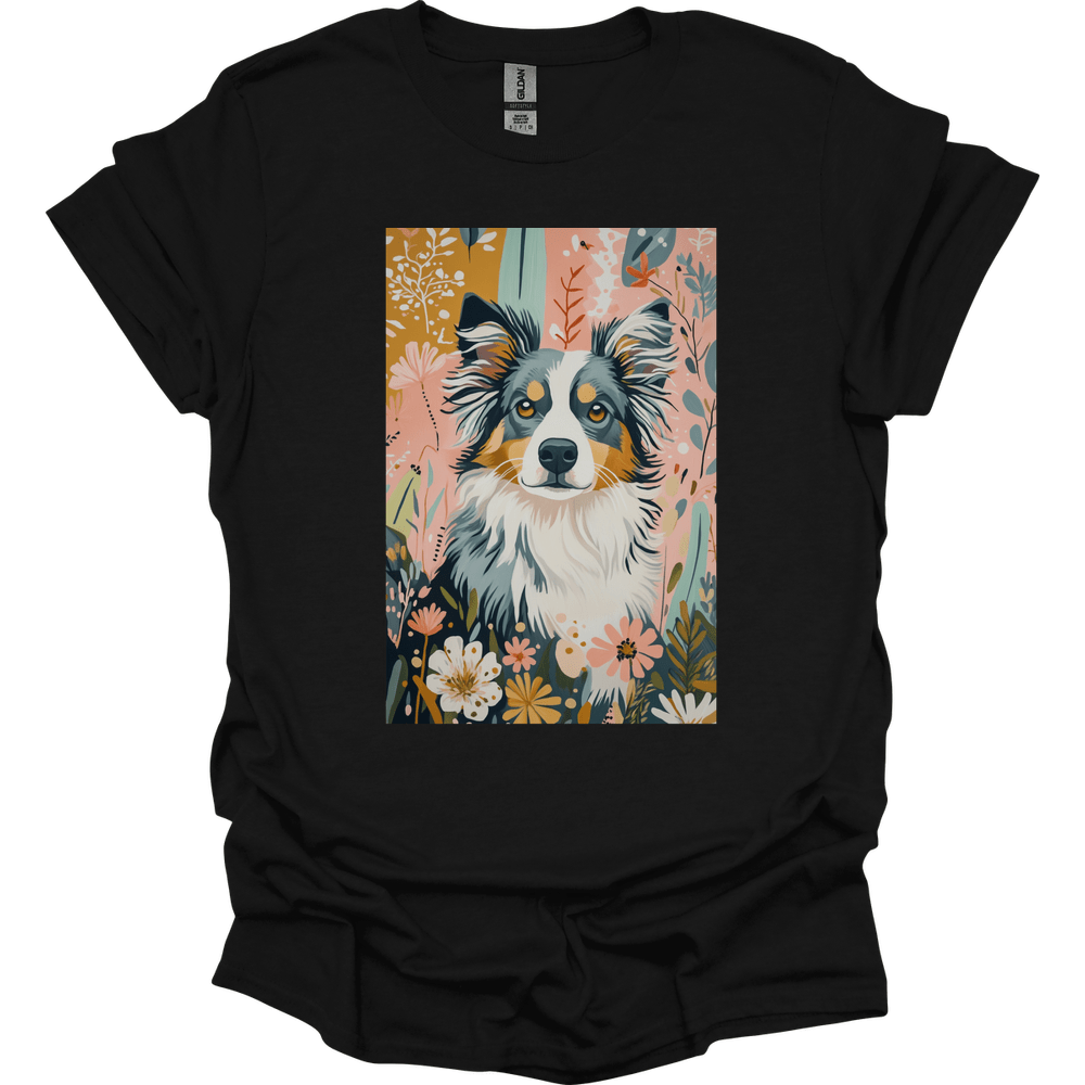 Australian Shepherd - Boho Dog T-Shirt - Black