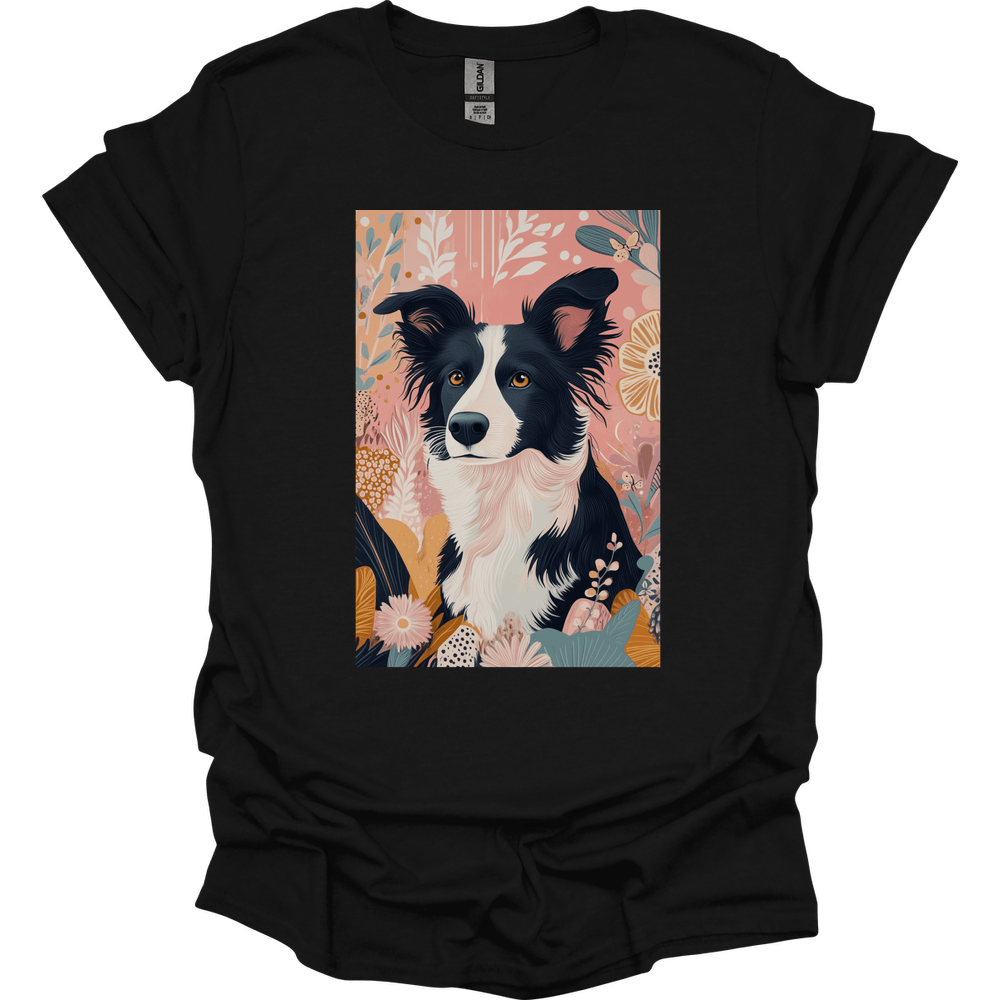 Border Collie - Boho Dog T-Shirt - Black