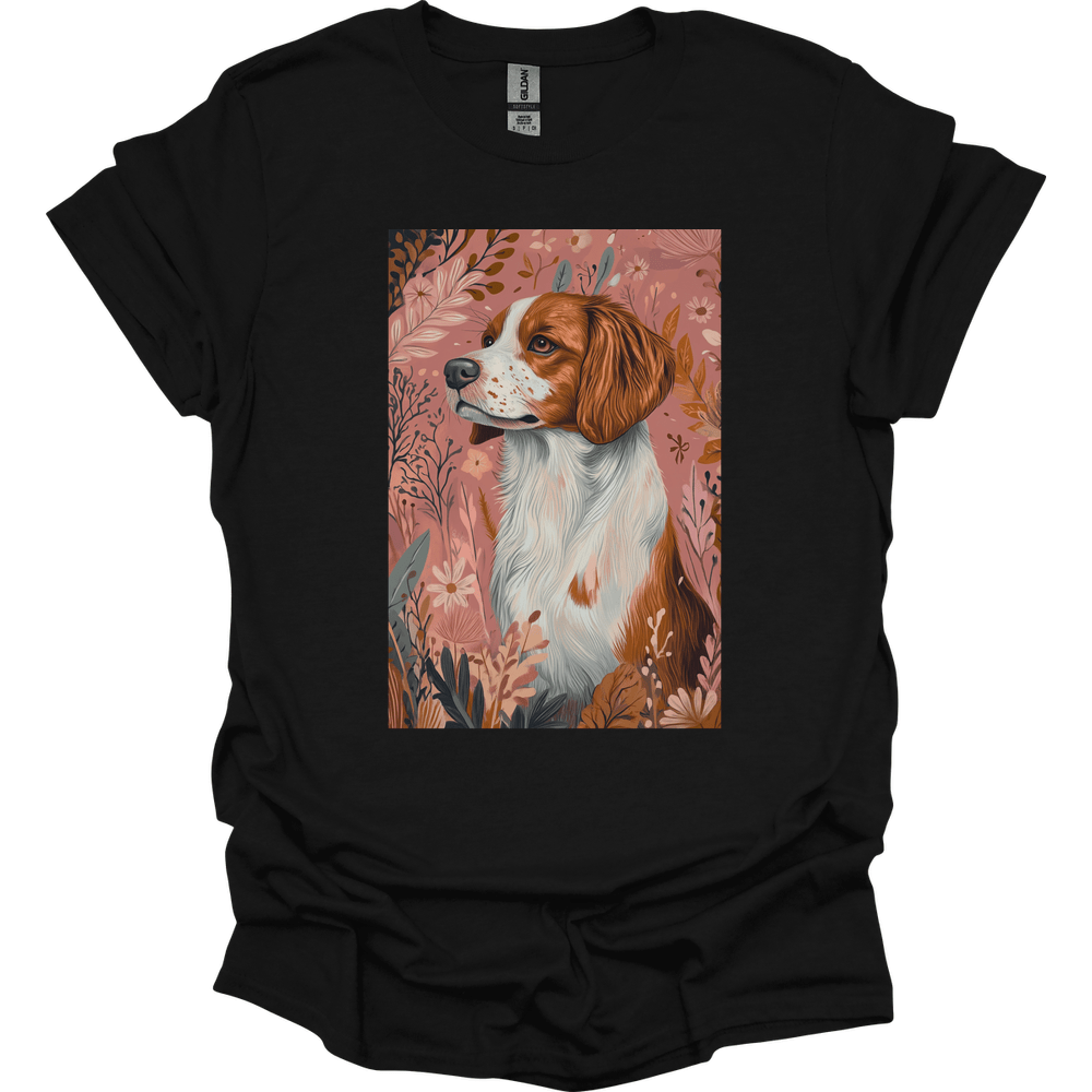 Brittany - Boho Dog T-Shirt - Black