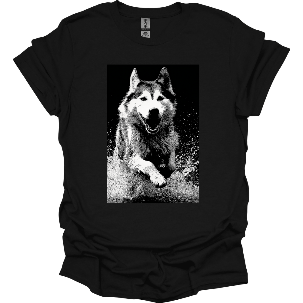 Siberian Husky - Puddle Dog T-Shirt - Black