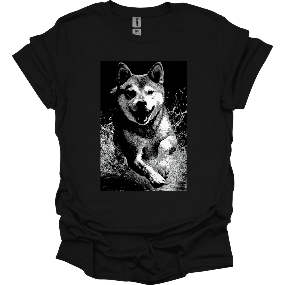 Shiba Inu - Puddle Dog T-Shirt - Black