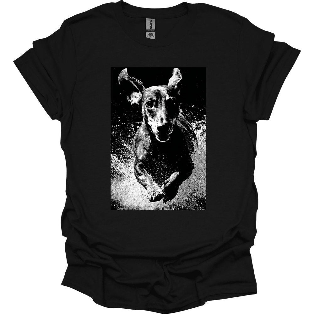 Dachshund - Puddle Dog T-Shirt - Black