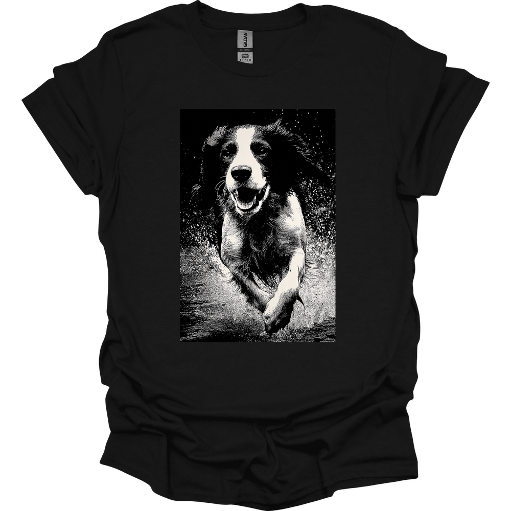 English Springer Spaniel - Puddle Dog T-Shirt - Black